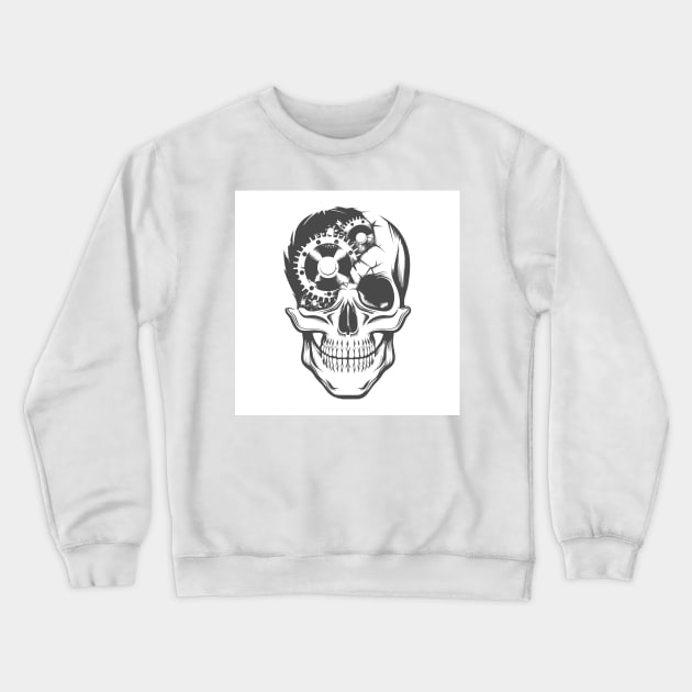 Human Skull with Clockwork Gears Inside Tattoo Crewneck Sweatshirt by devaleta